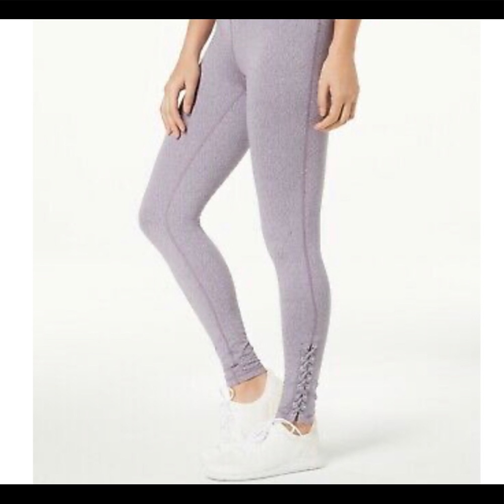 IDEOLOGY | NWOT Purple marble Leggings with cris cross ends